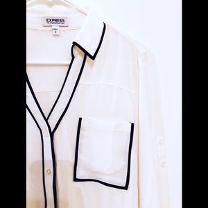 Long Sleeve Chiffon Button Down